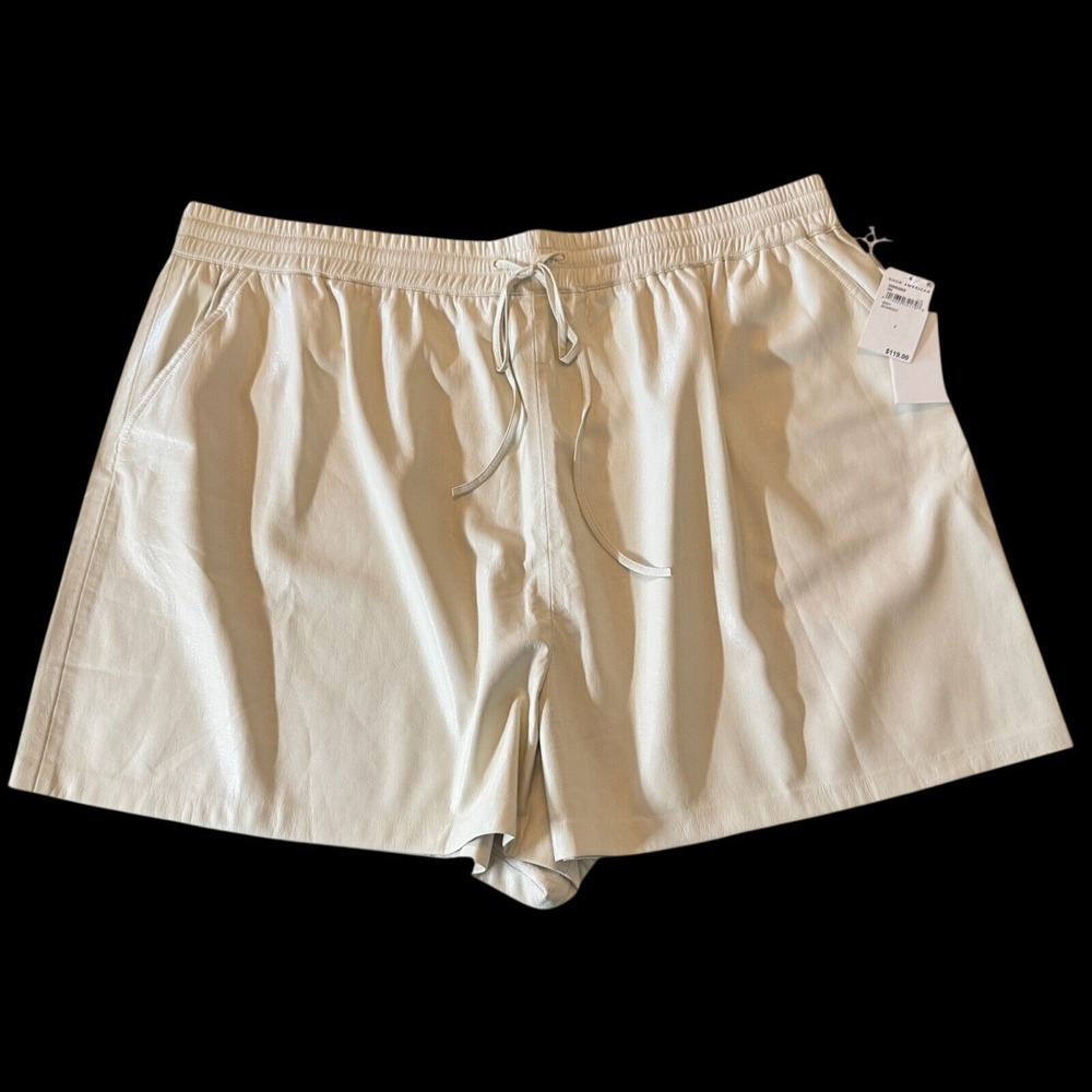 Good American Womens Faux Leather Shorts 4X Bone Beige Pullon Neutral Stretch